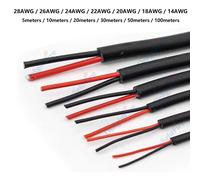 Fil 2 cœurs 28 26 24 20 18 16 14 22awg, câble gainé, isolation Flexible, câble LED 12V pour bande lumineuse LED, haut-parleur Audio