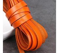 Fil à broder, Cowhide Leather Rope String, 2m Yellow Coffee Cord Flat Round Multiple Sizes for DIY Bracelet Making(Flat 10x2mm)