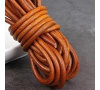 Fil à broder, Cowhide Leather Rope String, 2m Yellow Coffee Cord Flat Round Multiple Sizes for DIY Bracelet Making(Round 5mm)