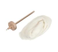 Fil à broder en bois - Kit professionnel de filage de laine, outil de filage convivial pour débutants avec top de laine, fuseau en bois de hêtre cranté pour le tricot, le crochet e