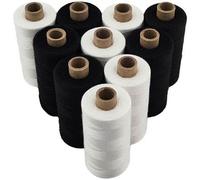 Fil à Coutures 10 Bobines de Fil à Coudre Polyester n° 120 5 Bobines de NOIR et 5 Bobine de blanc en 1000m, soit 10000 Metre au total (2 couleurs noir et blanc)