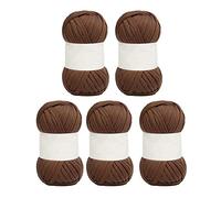 Fil à Crochet, 5 Pièces Fil à Spaghetti Fil Doux de 0,8 Pouce de Large Fil de Tapis pour Bricolage à la Main, Sac, Couverture, Coussin(Couleur kaki foncé)