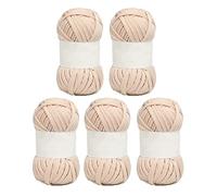 Fil à Crochet, 5 Pièces Fil Doux de 0,8 Pouce de Large Fil de Tapis pour Bricolage à la Main, Sac, Couverture, Coussin (Couleur beige)