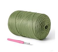 Fil à crochet doux pour t-shirt pour loisirs créatifs et bricolage, crochet, sac, panier, dessous de verre, 100 % polyester élastique épais et épais pour crochet, 800 g (vert avocat)