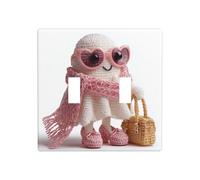 Fil à crochet mignon Coquette Fantôme Lunettes de soleil Double Gang Toggle Plaque murale Interrupteur Décor Taille standard - 11,4 x 11,4 cm