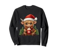 Fil à Crochet Mignon Noël Vache Highland Père Noël Chapeau Ferme Sweatshirt