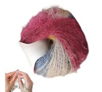 Fil à crochet pour débutant - Fil à poils longs en laine acrylique dégradé, lot de 2 fils de 100 g avec fibres douces, matériau créatif pour la réparation de tissus, la fabrication d'écharpes, les pro