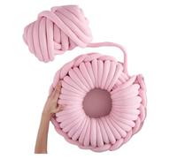 Fil à Crocheter Doux Fil chunky de 1kg d'épaisseur super volumineux pour tricoter à la main Crochet molle grand coton bricolage bras royant fil filature couverture(Pink 0.25KG)