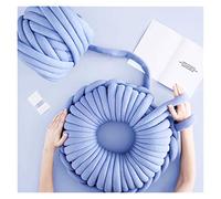 Fil à Crocheter Doux Fil chunky de 1kg d'épaisseur super volumineux pour tricoter à la main Crochet molle grand coton bricolage bras royant fil filature couverture(Blue 0.25KG)