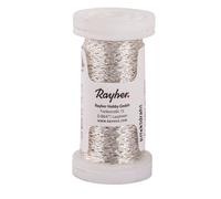 Rayher Hobby Bobine de Fil à Effet Argenté - 0,25 mm de Diamètre, 60 m, Dans un Sac SB - Matériau de Base en Laiton, Pour Bricolage, Liage, Enroulé, Bijoux