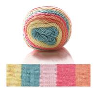 Fil à gâteau teint en segment à 5 brins en mélange de coton laiteux pour tricot à la main, crochet, bricolage, canapé, coussin, couverture, projets pour effets de couleur arc-en-ciel (H)