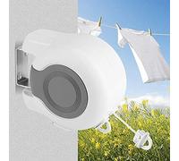 Fil à Linge Double Lavage Rétractable étendoir Extérieur Corde Mural, Étendoir Linge Mural Retractable, Bobine de Corde a Linge Etendoir à Linge 2 Fils, Etendoir Linge Exterieur 26 m (2 x 13 m)