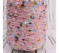 Fil à paillettes de couleur arc-en-ciel dégradé 3 + 6mm, 50g, bricolage, pull tricoté for bébé, chapeau, écharpe, coussin, fil de gâteau en coton for couvertures(2 B)