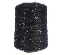 Fil à paillettes en mohair 500 g - Laine fine tissée à la main for projets de bricolage(Black+Gold)
