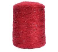 Fil à paillettes en mohair 500 g - Laine fine tissée à la main for projets de bricolage(Rouge)