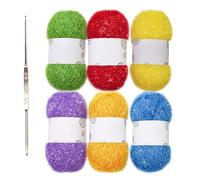 Fil à récurer en polyester avec crochet fait à la main pour les amateurs de tricot et les artistes artisanaux Sparkles Scrubby Specialty avec crochet fait à la main pour l'artisanat