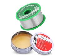 Fil à souder 0,8 mm avec pâte à souder de 50 g - Sans plomb - Avec noyau de colophane - Fil à souder avec flux de 20 g - Pour la réparation et le bricolage des composants de soudure électroniques