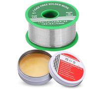 Fil à souder de 0,8 mm (20 g) et pâte d'étain de 10 g - Soudure en métal léger avec teneur en colophane sans plomb pour réparation électronique professionnelle, bricolage et service LED