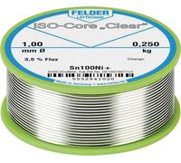 Felder Löttechnik ISO-Core Clear Sn100Ni+ Étain à souder sans plomb bobine Sn99,25Cu0,7Ni0,05 0.250 kg 1 mm G