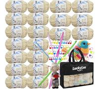 Fil à Tricoter,20 x 50g/pelote Boules de Fil Tressé à la Main- Fil à Crochet 100% Acrylique pour Tricot,Classique Adulte ou Bébé Ultra Doux pour Tout Projet de Tricot et Crochet (Beige)