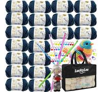 Fil à Tricoter,20x 50g/pelote Boules de Fil Tressé à la Main- Fil à Crochet 100% Acrylique pour Tricot, Classique Adulte ou Bébé Ultra Doux pour Tout Projet de Tricot et Crochet (Marine Royale)