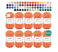 Fil à tricoter/crocheter Gründl Cotton Quick Uni, 10 pelotes de 50 g (fil aux couleurs joyeuses 100 % coton, certifié OEKO-TEX, 50 g / 125 m, grosseur d'aiguilles : 3 - 4, 10 x 50 g), Orange 2