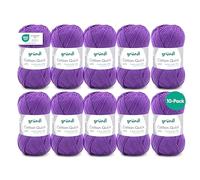 Fil à tricoter/crocheter Gründl Cotton Quick Uni, 10 pelotes de 50 g (fil aux couleurs joyeuses 100 % coton, certifié OEKO-TEX, 50 g / 125 m, grosseur d'aiguilles : 3 - 4, 10 x 50 g), violet