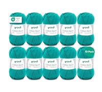 Fil à tricoter/crocheter Gründl Cotton Quick Uni, 10 pelotes de 50 g (fil aux couleurs joyeuses 100 % coton, certifié OEKO-TEX, 50 g / 125 m, grosseur d'aiguilles : 3 - 4, 10 x 50 g), Verde Smeraldo