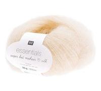 Rico Design Essentials Super Kid Mohair Loves Silk Fb. 042 Pelote de laine mohair et soie pour tricot et crochet Couleur crème 4,5 mm
