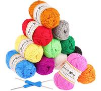 Fil à tricoter Fuyit 12 couleurs (12x50g) avec 2 crochets à tricoter gratuits