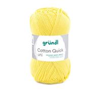 Gründl Laine Cotton Quick uni - laine fine pour crocheter - fil à tricoter - fil à crocheter - brillant et doux pour la peau - 100 % coton - 1 pelote 50 g / 125 m - taille d’aiguille 3 - 4 - jaune
