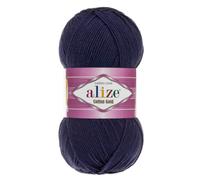 Fil Alize Cotton Gold 55 % coton, 45 % acrylique, 1 pelote de 100 g, 360 yards, couleur 58-Marine