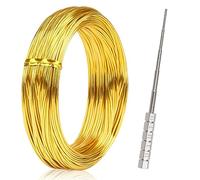 Fil Aluminium de Calibre 1 mm x 30m, Fil de Fer Souple Loisir Creatif avec Micro Coil Jig électriques, Argent Fil de pour la fabrication de bijoux, artisanat, modélisation, raccords et sculpture (Or)