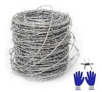 Fil barbelé 1,6 mm x 10 m, clôture en fil de fer barbelé 4 points, solide et flexible pour balcon, jardin ou artisanat, batte de baseball ou artisanat de 10 m