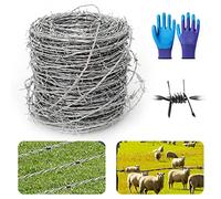 Fil barbelé galvanisé en bobine parfait : Nizirioo 18 jauge 4 points fil pour bricolage galvanisé à chaud, fil de blocage, 1,6 mm x 16 m, pour clôtures et dissuasifs pour animaux