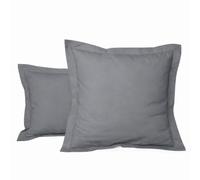 Fil Blanc Taie d'oreiller Unie Percale de Coton 50x75cm Gris 100% Coton 80 Fils/cm²