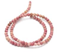 Fil/brin de 39 cm perles ronde 4/6/8/10 mm au choix (pour environ 2 bracelets), pierre naturelle en vrac idéale pour toutes créations de bijoux artisanales (Rhodonite, Perle 4 mm)