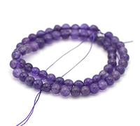 Fil/brin de 39 cm perles ronde 4/6/8/10 mm au choix (pour environ 2 bracelets), pierre naturelle en vrac idéale pour toutes créations de bijoux artisanales (Améthyste, Perle 6 mm)