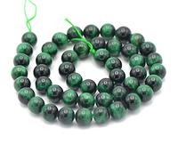 Fil/brin de 39 cm perles ronde 4/6/8/10 mm au choix (pour environ 2 bracelets), pierre naturelle en vrac idéale pour toutes créations de bijoux artisanales (Oeil de tigre vert, Perle 8 mm)