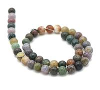 Fil/brin de 39 cm perles ronde 4/6/8/10 mm au choix (pour environ 2 bracelets), pierre naturelle en vrac idéale pour toutes créations de bijoux artisanales (Agate indienne, Perle 8 mm)