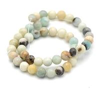 Fil/brin de 39 cm perles ronde 4/6/8/10 mm au choix (pour environ 2 bracelets), pierre naturelle en vrac idéale pour toutes créations de bijoux artisanales (Amazonite brut, Perle 8 mm)