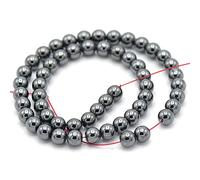 Fil/brin de 39 cm perles ronde 4/6/8/10 mm au choix (pour environ 2 bracelets), pierre naturelle en vrac idéale pour toutes créations de bijoux artisanales (Hématite, Perle 8 mm)