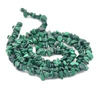 Fil/brin de 78-80 cm de perles | +/-250 perles, 8-5 mm | perle en pierre naturelle "chips baroque" en vrac idéale pour toutes créations de bijoux artisanales (Malachite)