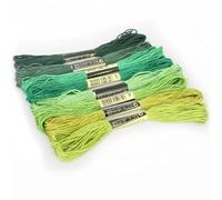 Fil Broderie 8 pièces/ensemble fils similaires point de croix fil coton 8 mètres fil à broder fil à coudre écheveaux artisanat tricot(Green series)