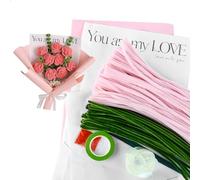 Fil Chenille, 200 Pièces Cure Pipe, Fils Chenilles Loisirs Creatifs de Cure-Pipe, y Compris Ruban Floral, Ruban, Papier D'Emballage, Tiges de Fleurs pour Kits de Fleurs DIY