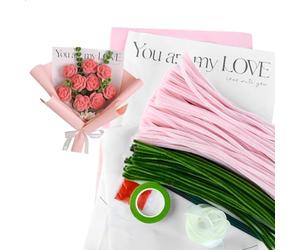 Fil Chenille, 200 Pièces Cure Pipe, Fils Chenilles Loisirs Creatifs de Cure-Pipe, y Compris Ruban Floral, Ruban, Papier D'Emballage, Tiges de Fleurs pour Kits de Fleurs DIY