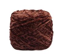 Fil Chenille 240g Chunky Chenille Yarn Ball For Hand Knitting Dolls Scarf Sweater Slippers Diy Golden Velour Crochet Thread Glossy Soft Warm(Deep coffee 39)