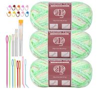 Fil Chenille Chenille Yarn For Crocheting Knitting 10.58oz / 263 Yard Thick Soft Chunky Fluffy Weaving Plush Yarn With Big Eye Needles(Gradient 105)