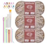 Fil Chenille Chenille Yarn For Crocheting Knitting 10.58oz / 263 Yard Thick Soft Chunky Fluffy Weaving Plush Yarn With Big Eye Needles(Gradient 104)