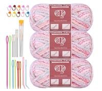 Fil Chenille Chenille Yarn For Crocheting Knitting 10.58oz / 263 Yard Thick Soft Chunky Fluffy Weaving Plush Yarn With Big Eye Needles(Gradient 108)